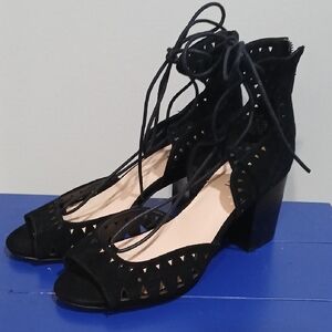 Women's Black Lace-Up Heels